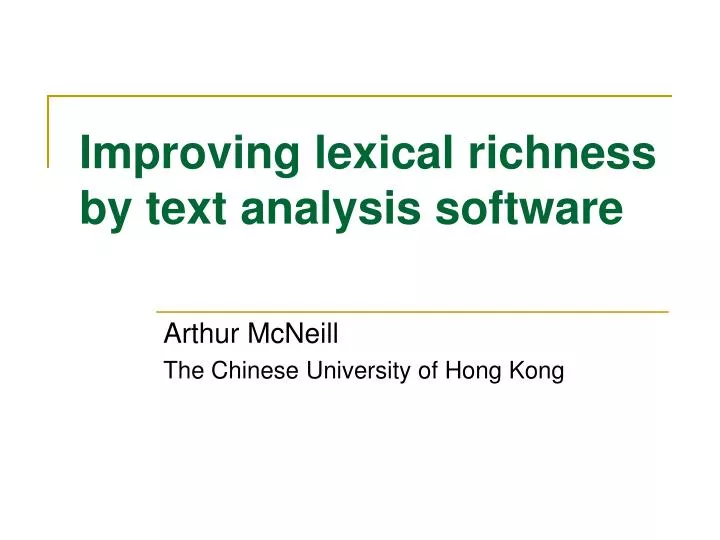 improving lexical richness by text analysis software