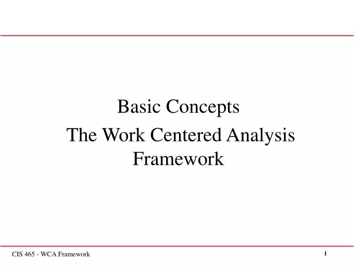 basic concepts the work centered analysis framework