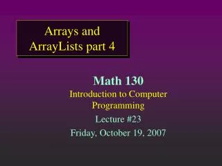 Arrays and ArrayLists part 4