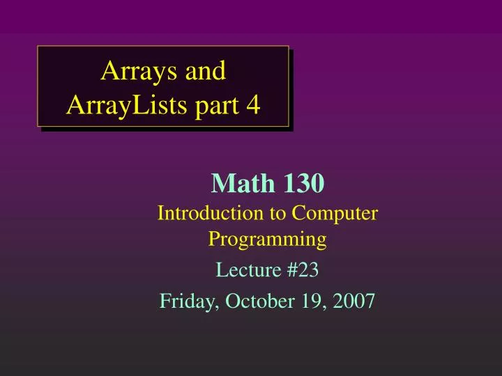 arrays and arraylists part 4
