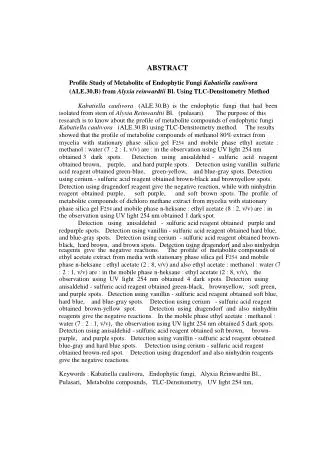 ABSTRACT Profile Study of Metabolite of Endophytic Fungi Kabatiella caulivora