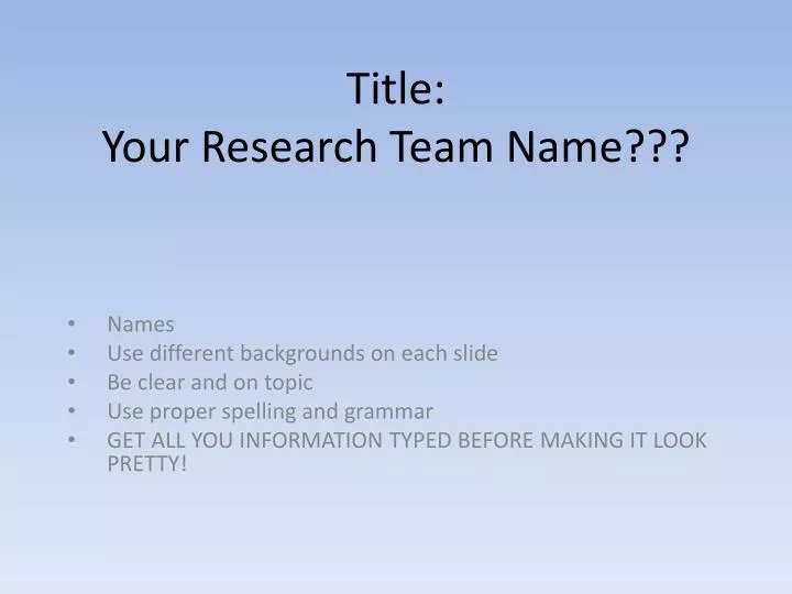 title your r esearch team name