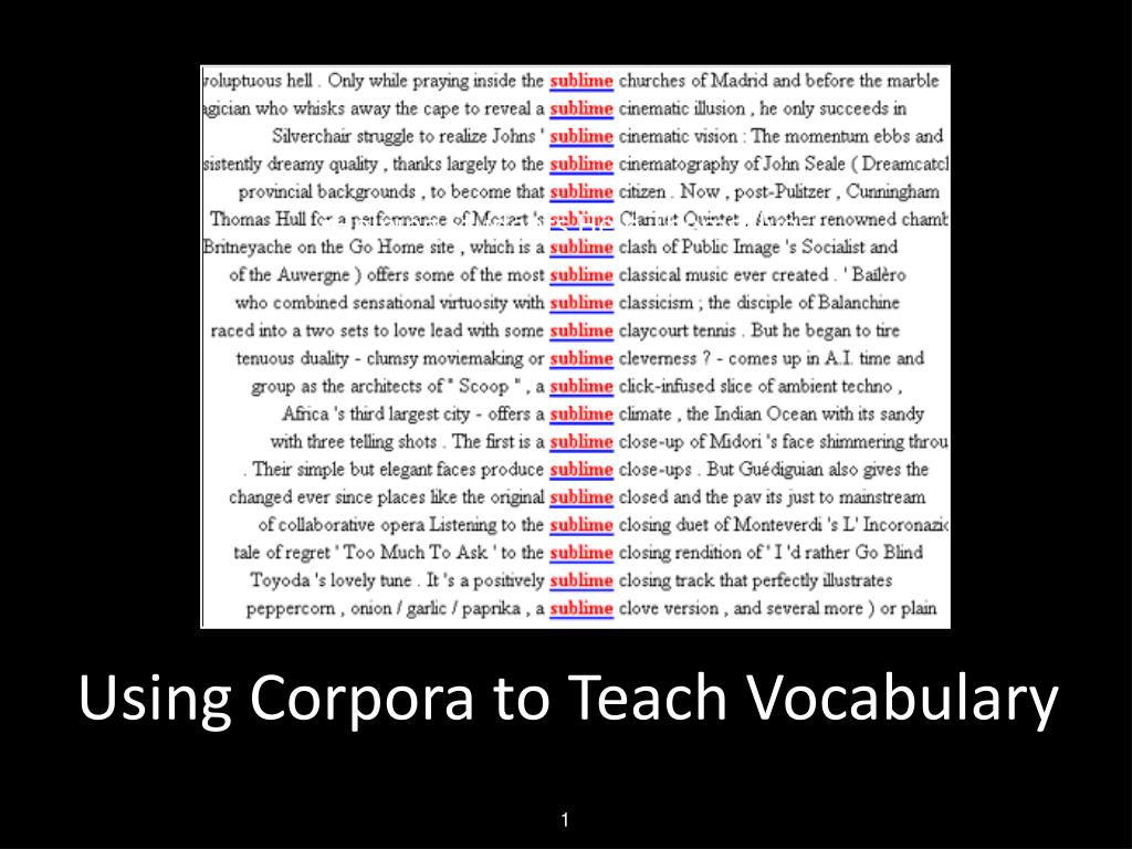 Ppt Using Corpora To Teach Vocabulary Powerpoint Presentation Free