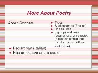 More About Poetry