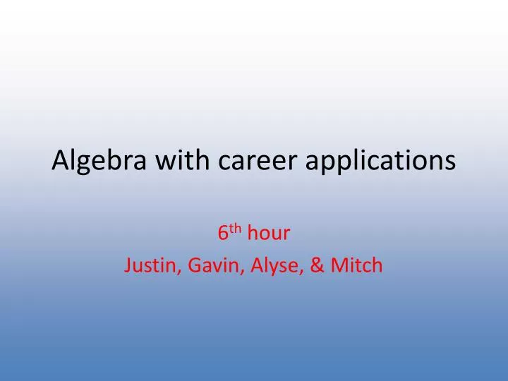 algebra with career applications