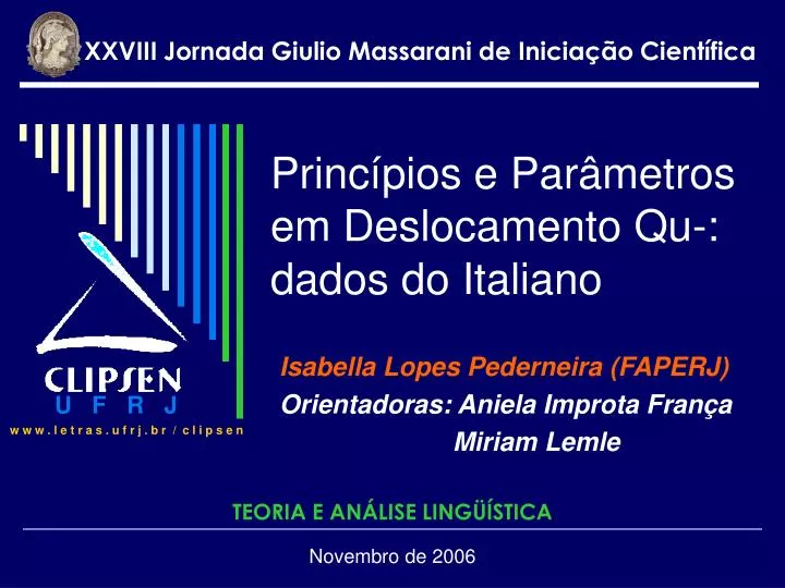 princ pios e par metros em deslocamento qu dados do italiano