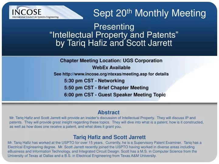 presenting intellectual property and patents by tariq hafiz and scott jarrett