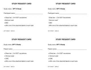 STUDY REQUEST CARD