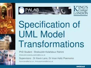 Specification of UML Model Transformations