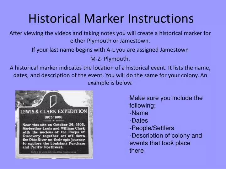 historical marker instructions