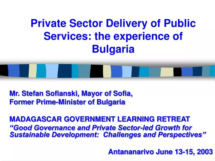 private sector delivery of public services the experience of bulgaria