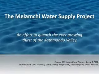 The Melamchi Water Supply Project