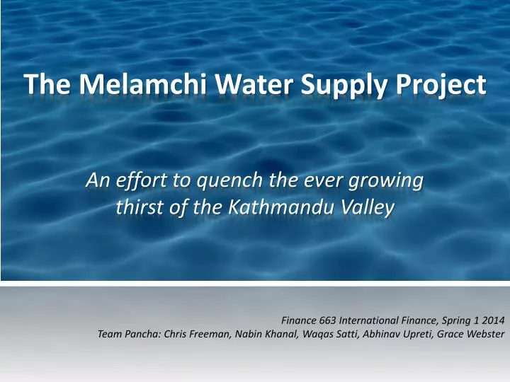 the melamchi water supply project