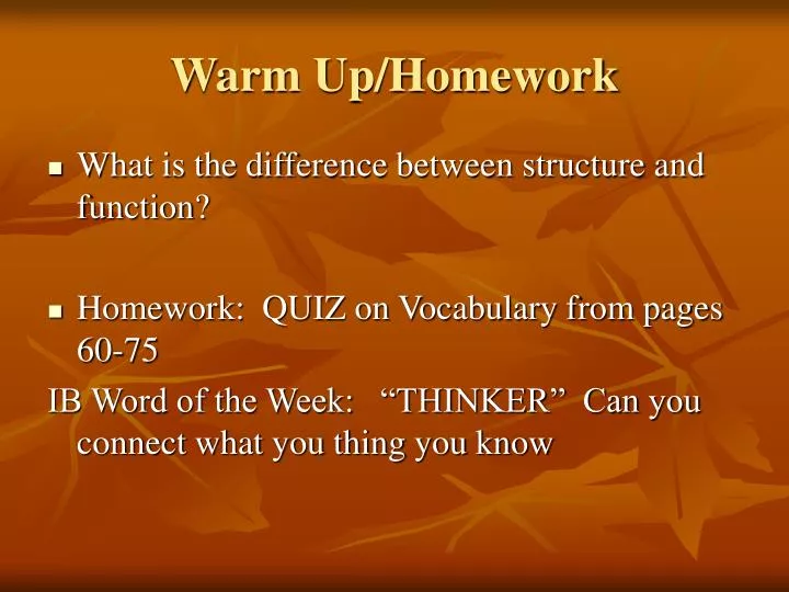 warm up homework