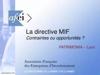 la directive mif contraintes ou opportunit s
