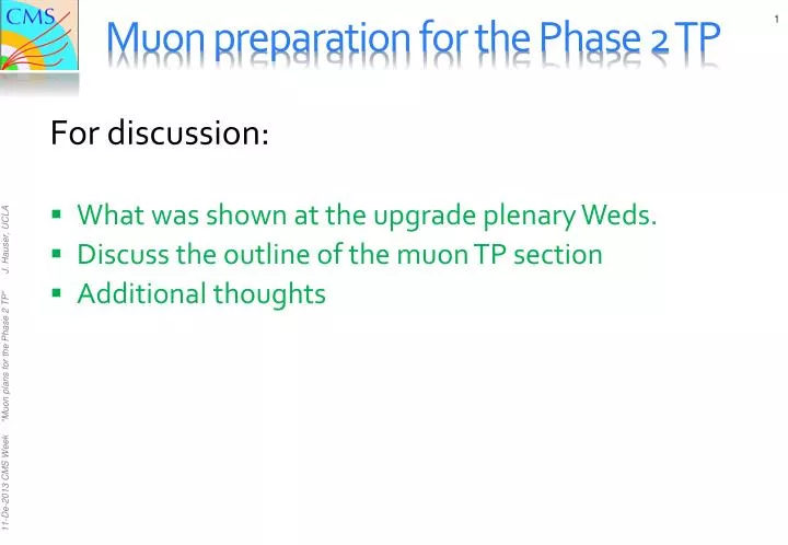 muon preparation for the phase 2 tp
