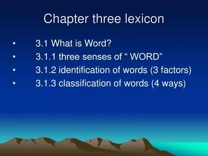 chapter three lexicon