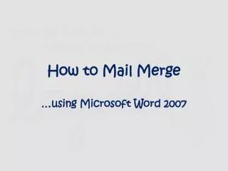 How to Mail Merge