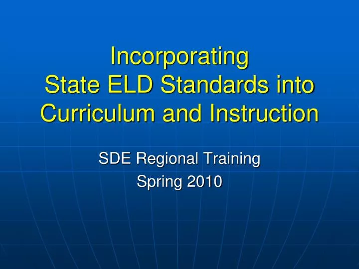 incorporating state eld standards into curriculum and instruction