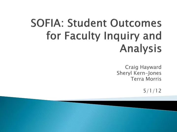 sofia student outcomes for faculty inquiry and analysis