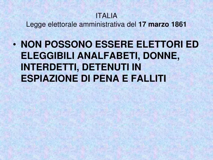 italia legge elettorale amministrativa del 17 marzo 1861