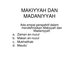 makiyyah dan madaniyyah