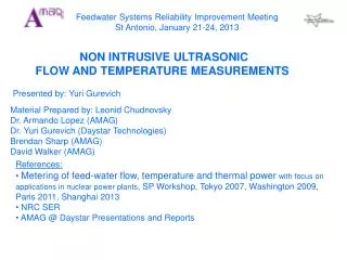 Feedwater Systems Reliability Improvement Meeting St Antonio, January 21-24, 2013