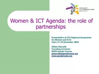 Women &amp; ICT Agenda: the role of partnerships