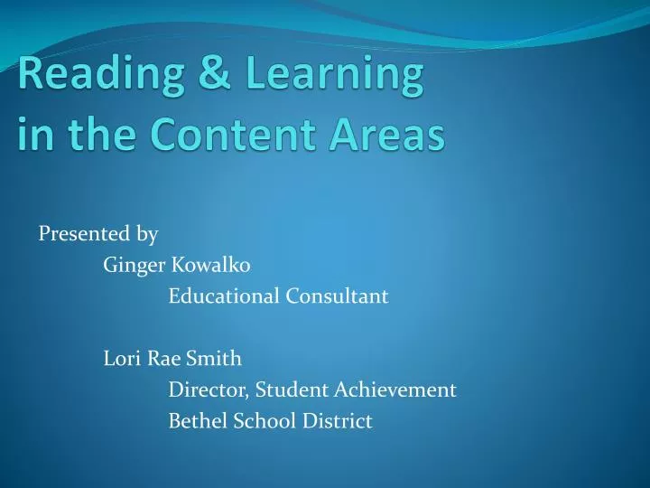 reading learning in the content areas