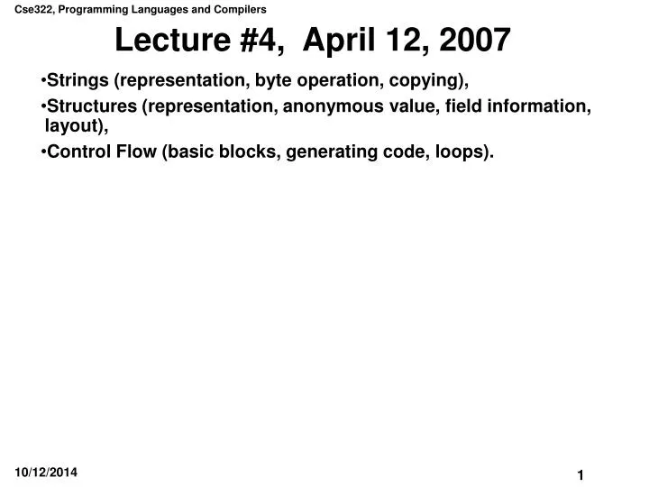 lecture 4 april 12 2007
