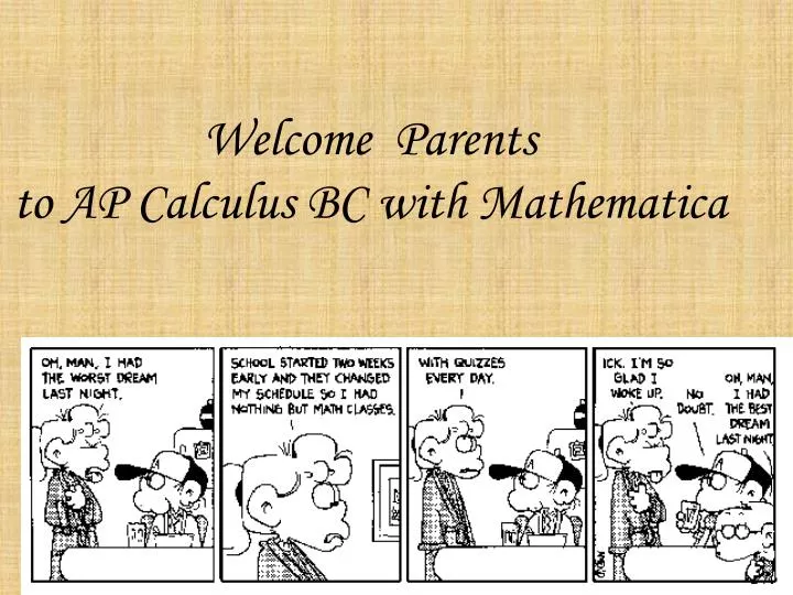 welcome parents to ap calculus bc with mathematica