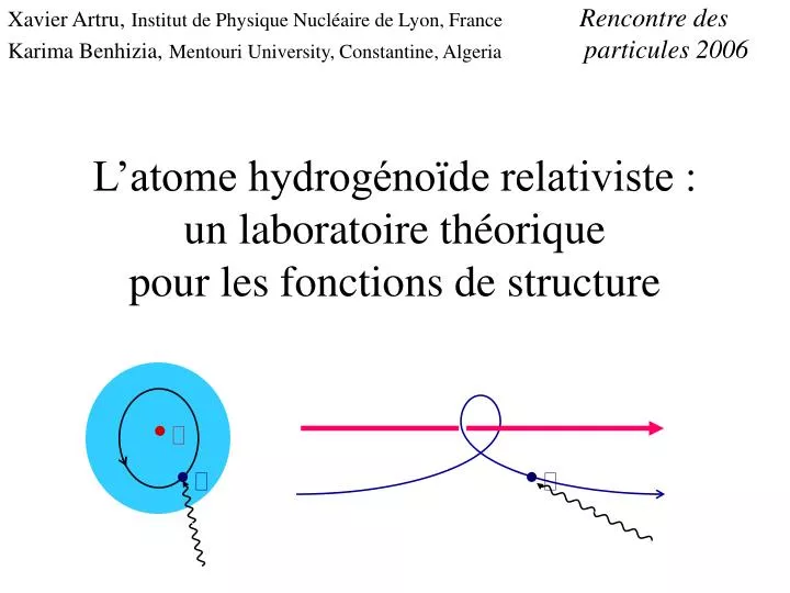 l atome hydrog no de relativiste un laboratoire th orique pour les fonctions de structure