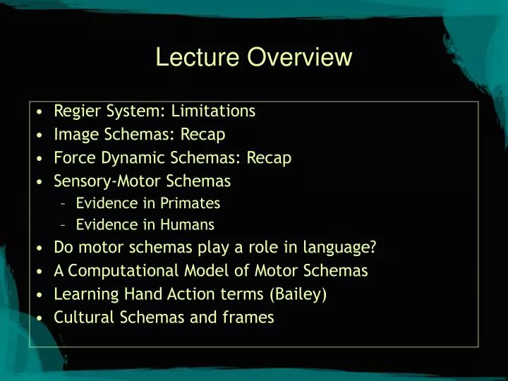 lecture overview