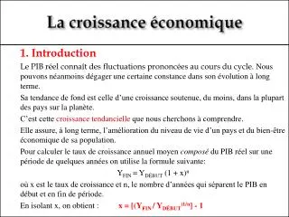 la croissance conomique