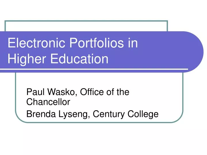 electronic portfolios in higher education