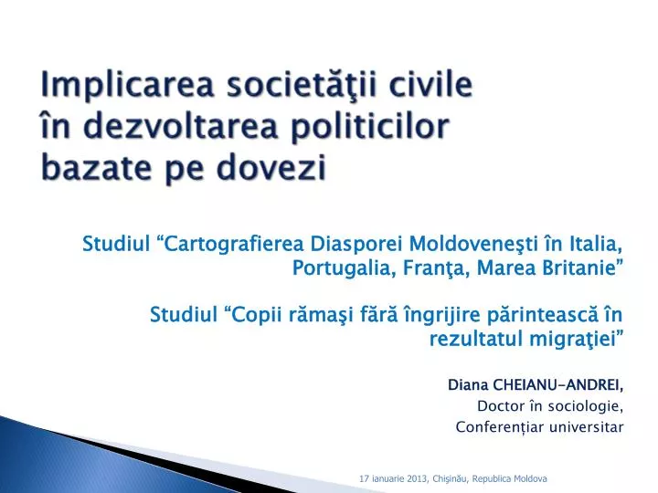 implicarea societ ii civile n dezvoltarea politicilor bazate pe dovezi