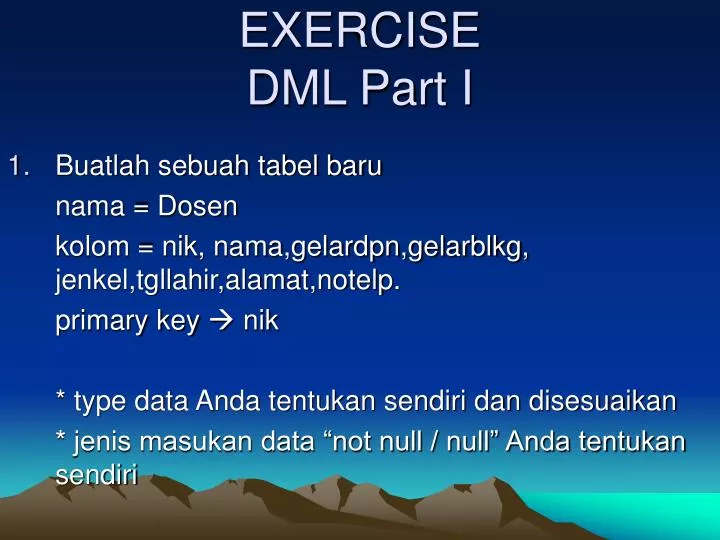 exercise dml part i
