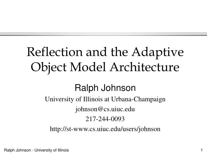 reflection and the adaptive object model architecture
