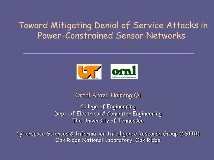 toward mitigating denial of service attacks in power constrained sensor networks