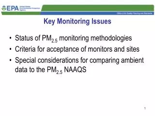 Key Monitoring Issues