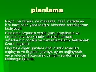 planlama