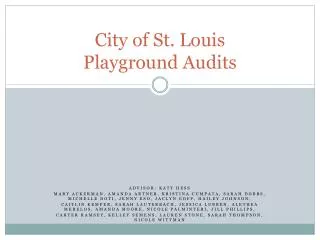 City of St. Louis Playground Audits