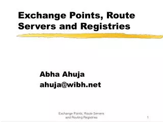Exchange Points, Route Servers and Registries