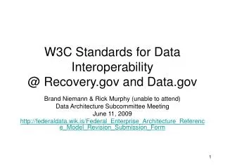 W3C Standards for Data Interoperability @ Recovery and Data