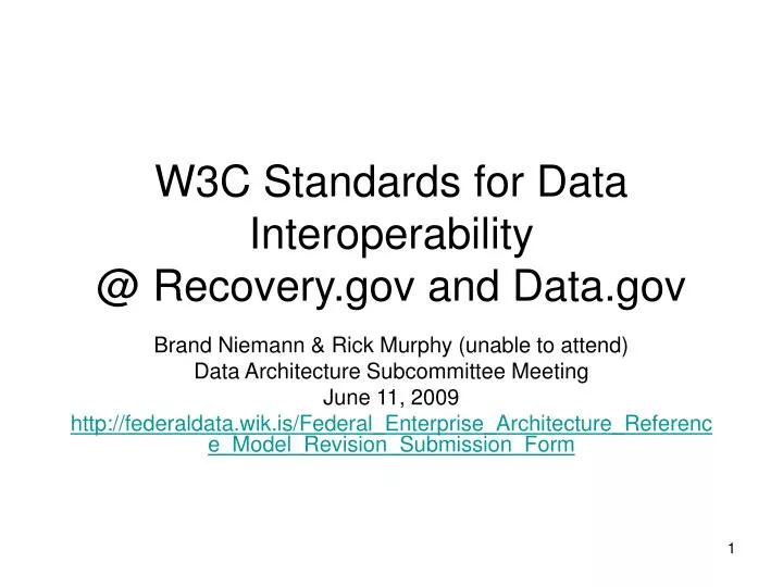 w3c standards for data interoperability @ recovery gov and data gov