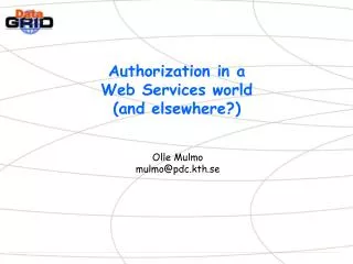 Authorization in a Web Services world (and elsewhere?)