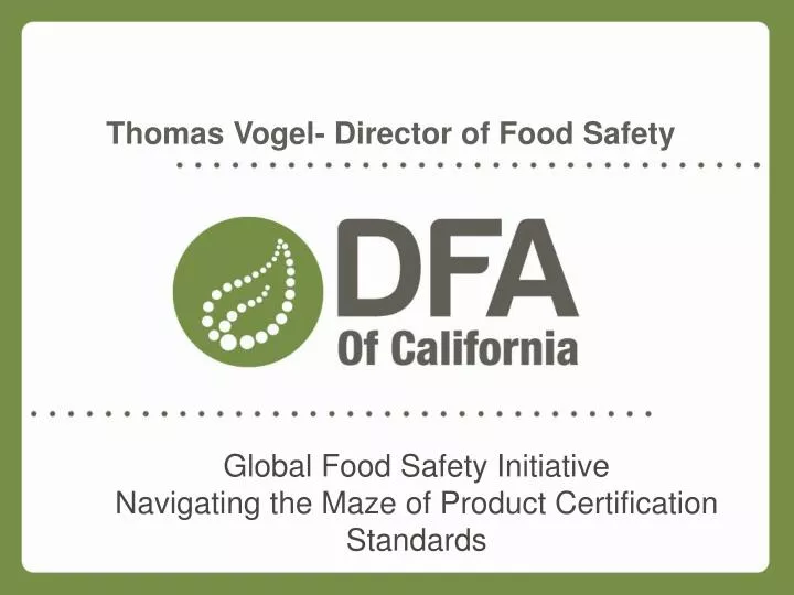 global food safety initiative navigating the maze of product certification standards