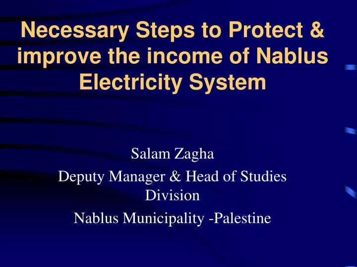 necessary steps to protect improve the income of nablus electricity system