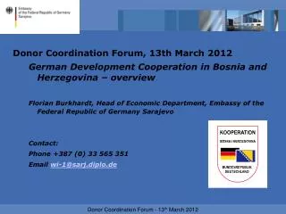 Donor Coordination Forum, 13th March 2012