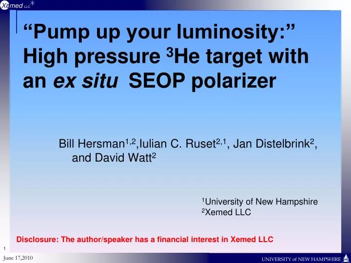pump up your luminosity high pressure 3 he target with an ex situ seop polarizer